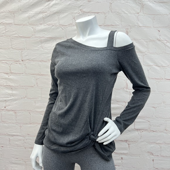 Women's Casual Soft Long Sleeves Off Shoulder Knot Side Twist Blouse Pullover M - Picture 2 of 16